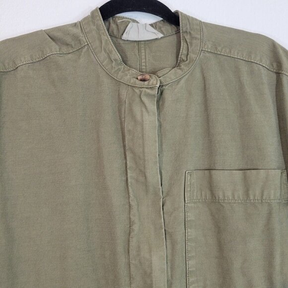 Everlane Women Size 12 Organic Cotton Jumpsuit Boiler Suit Green Short Sleeve - Picture 2 of 12